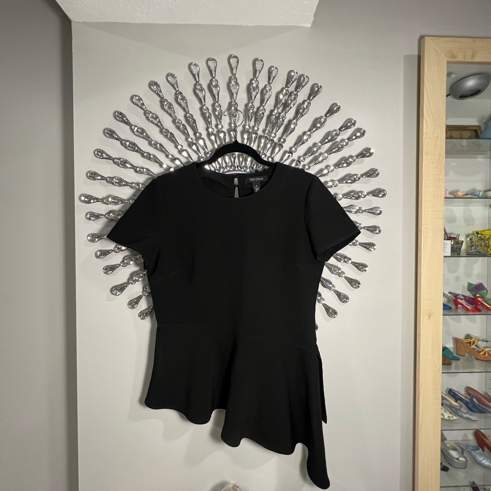 White House/Black Market Elegant Black Peplum Top